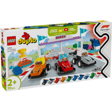 Lego DUPLO F1 meeskonna võidusõiduautod ja sõitjad