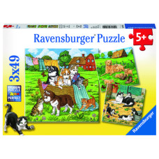 Ravensburger pusle 3x49 tk Kassid ja koerad